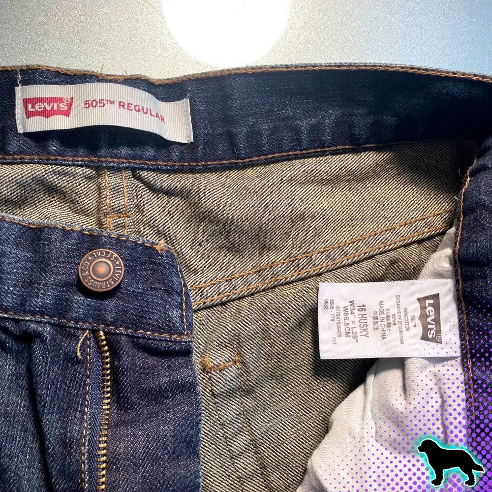 Levi's Men's 505 Regular Size 16 H Husky W 34 L 28 100% Cotton No Stretch - Picture 3 of 6